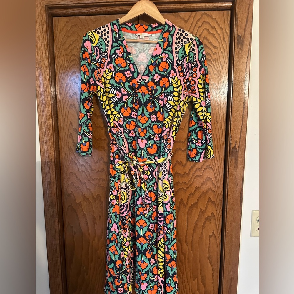 Boden Multicolor Floral Long Sleeve Dress